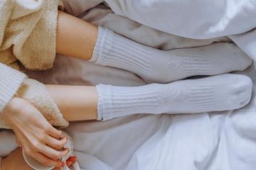 Merino wool socks in bed