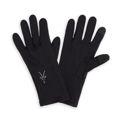 A black pair of Ibex Merino Wool Glove Liners