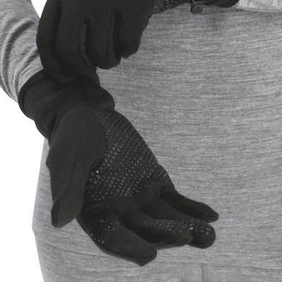 Black Merino Wool Gloves With Grips  By Icebreaker