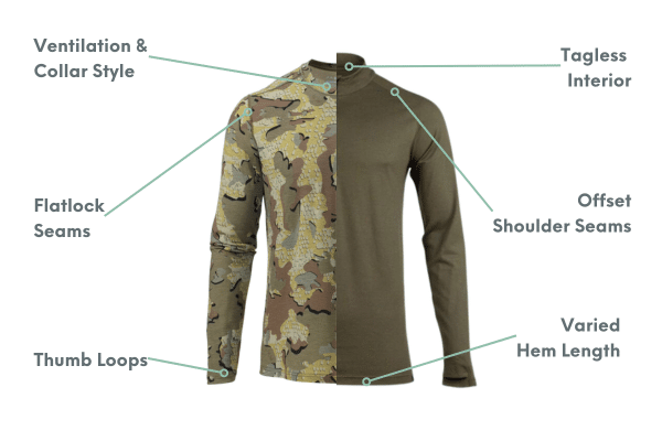 Merino wool hunting base layer features