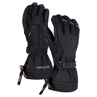Black Ortovox Merino Wool Insulated Ski Gloves